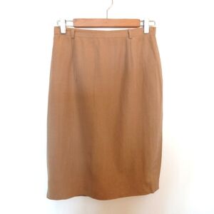 Ron Leal Women's Designer Tan Silk and Linen Pencil Skirt Size 8